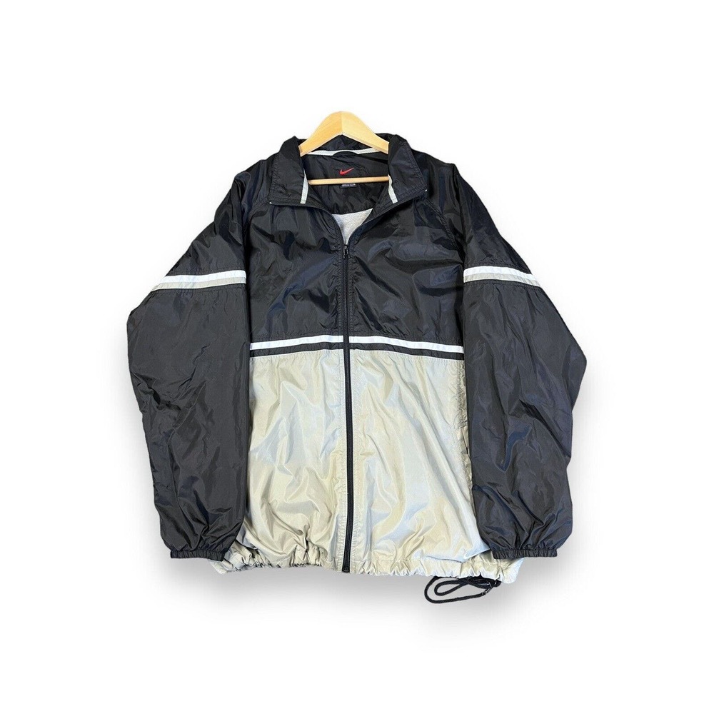 Nike Mens XL Gray/Black Windbreaker Color Block Full Zip